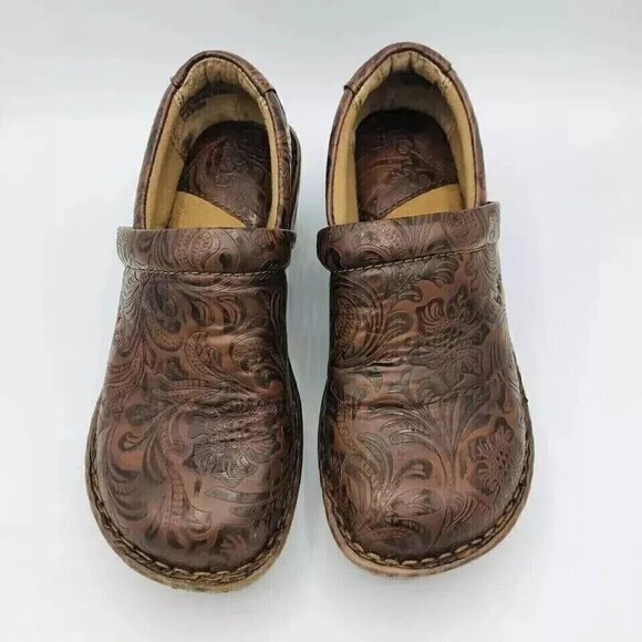 BOC Womens Shoes Size 6.5 Brown Clogs Born Concept Peggy Paisley Floral Embossed - Picture 4 of 11